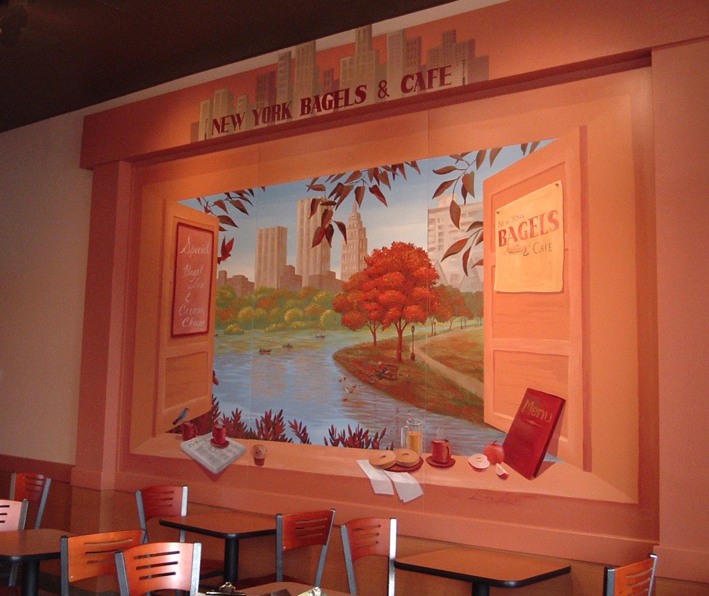 Restaurant and cafeteria murals on removable panels.